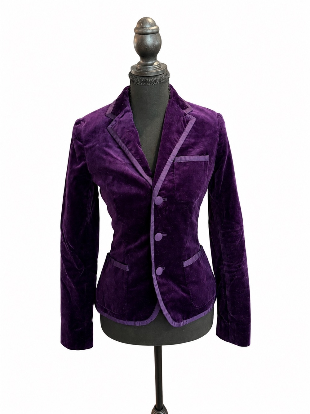 Ralph Lauren Purple Velvet Blazer Women’s Fitted 3 Button Business Y2K - Picture 2 of 7